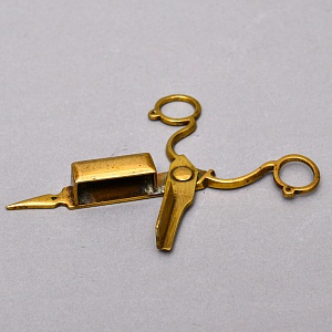 Старинные Латунные Ножницы для удаления огарков на свечах, Франция конец XIX века.