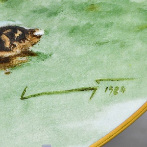 Коллекционная Фарфоровая Тарелка - Блюдо «Дикая Природа. Утиная семья», KAISER Германия. 