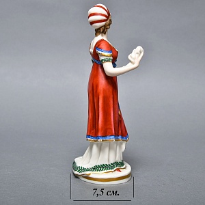 Антикварная статуэтка «Девушка в тюрбане», Фарфор, Dressel, Kister & Cie Германия, 1900 - 1922 годы. 