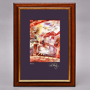 Авторская Коллекционная Картина - Рисунок «Уютные места Старой Праги», Чехия конец ХХ века.