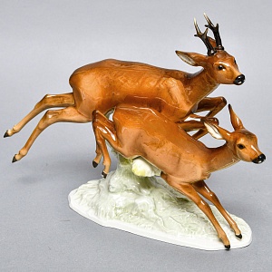 Коллекционная Фарфоровая статуэтка «Охота. Бегущие косули», Hutschenreuther Германия.