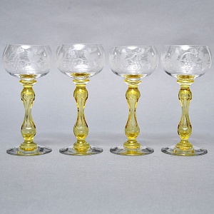 Антикварный Набор бокалов для Вина 8 шт. «MICADO VIGNE», Saint Louis. Франция, начало ХХ века. 