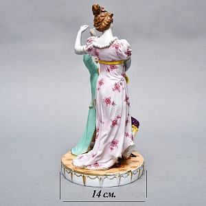 Антикварная статуэтка «Дама с кавалером. Приглашение на танец», Фарфор Muller & Co, Германия, 1907 - 1949 гг. 