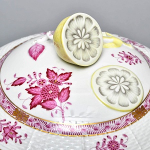 Фарфоровая Супница - Тюрина на подставке «APPONYI PURPUR», HEREND Венгрия - 1942 год.  