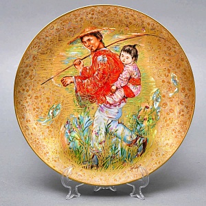 Авторская Фарфоровая Тарелка - Блюдо «Мистер Обата» Gold, Rosenthal Германия, 1974 - 1982 год. 