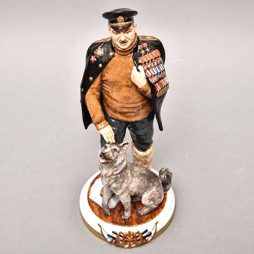 Коллекционная Авторская Статуэтка «Советский Исследователь Арктики - Папанин И.Д.», фарфор, Россия. 