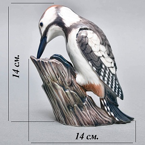 Коллекционная Фарфоровая статуэтка «Птица. Дятел на ветке», Dahl-Jensen Дания, середина ХХ века. 