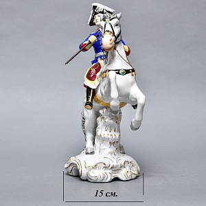 Антикварная Фарфоровая статуэтка «Старый Фриц. Король Пруссии Фридрих II на коне», SITZENDORF Германия.