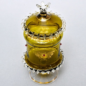 Антикварная Стеклянная Конфетница - Бисквитница - Доза, Германия конец XIX века. 