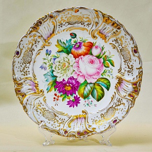 Антикварное Коллекционное Фарфоровое Блюдо - Тарелка «Садовый букет», Rosenthal Германия, 1891 - 1906 годы.
