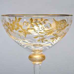 Хрустальные Фужеры для Шампанского - Креманки серия «Золотой Фазан», JOSEPHINENHUTTE, Германия -50 гг. 