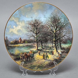 Коллекционная Фарфоровая тарелка «Деревенская дорога», Tirschenreuth Германия - 1988 год. 