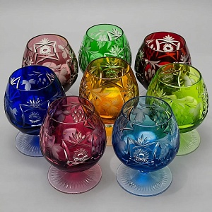 Полный Набор, все 8-мь Цветов, Бокалы для Коньяка, серия «Виноград» Хрусталь, NACHTMANN Германия.