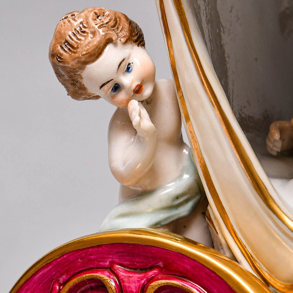 Большая Фарфоровая статуэтка «Карета с влюбленной парой», Scheibe Alsbach Германия, 1925 - 1962 гг. 