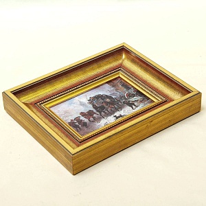 Картина - Пейзаж - Миниатюра «Городская улица - Дилижанс», Доска, Масло, Германия 80 -е ХХ века.