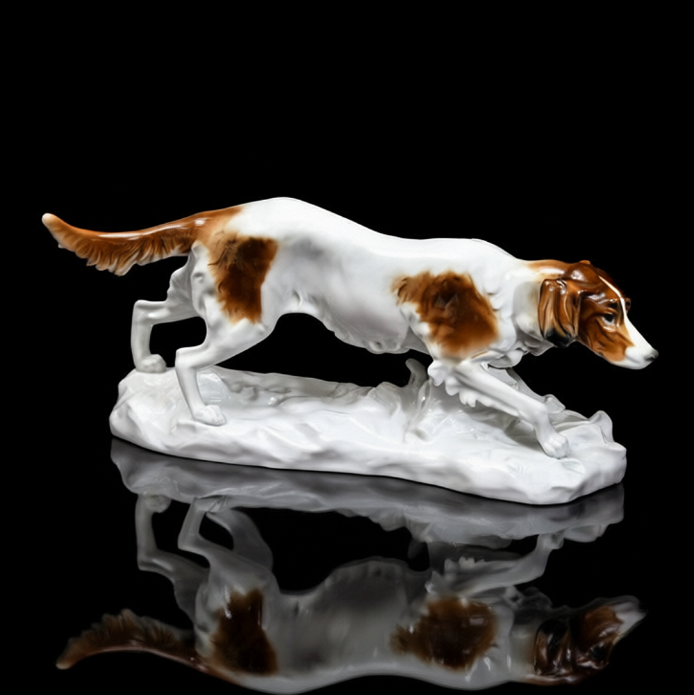 Редкость!!! Антикварная Фарфоровая статуэтка «Охотничья собака. Спаниель», Карл Энс / Karl Ens, Германия.