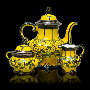 Редкость! Кофейный набор из 3-х предметов «Серебряный узор», Фарфор Hutschenreuther Германия, 1939-1945 годы.