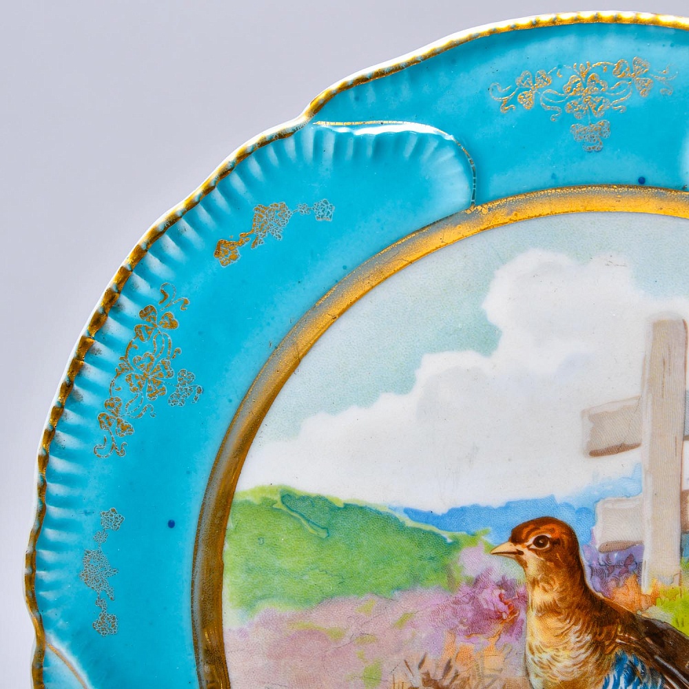 Редкость! Антикварное Блюдо - Тарелка «Охота - Птицы - Куропатки» Фарфор Limoges Франция 20 гг.