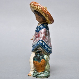 Коллекционная Фарфоровая статуэтка «Мексиканский мальчик в сомбреро», Lladro серия Грес, Испания.