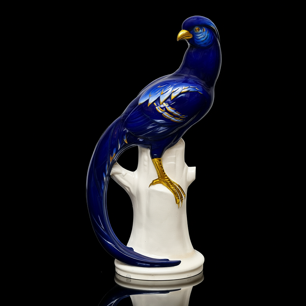 Антикварная Фарфоровая Статуэтка «Птица - Королевский Фазан», VOLKSTED Германия, 30-е гг. ХХ века.