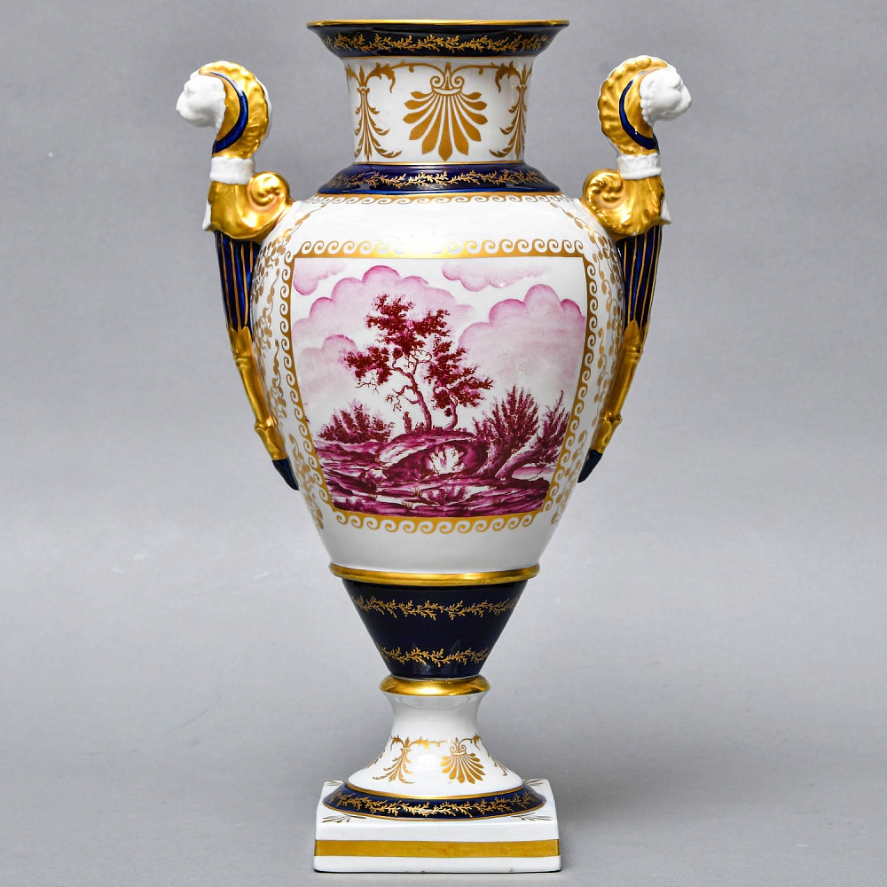 Коллекционные Парные Фарфоровые Вазы в стиле Ампир, Giulia Mangani Италия, середина ХХ века. 