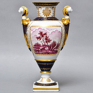 Коллекционные Парные Фарфоровые Вазы в стиле Ампир, Giulia Mangani Италия, середина ХХ века. 