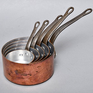 Винтажный Набор - Пять Медных Ковшиков разных размеров Франция, 60 -е годы ХХ века.