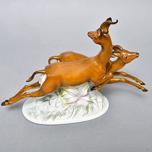 Коллекционная Фарфоровая статуэтка «Бегущие газели», ROSENTHAL Германия - 1936 год. 