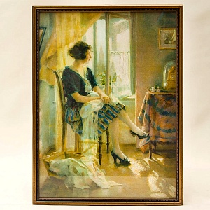 Винтажная Картина - Иллюстрация - Панно «Утро и домашние дела», Франция. 