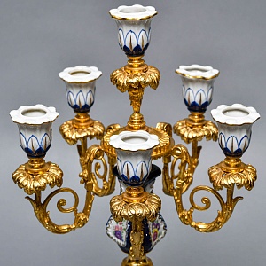 Редкость! Большой Фарфоровый Канделябр - Подсвечник на 6-ть свечей, Giulia Mangani Италия, середина ХХ века. 