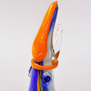 Авторская Коллекционная Стеклянная Статуэтка - Ваза «Тукан», Цветное стекло, Россия.