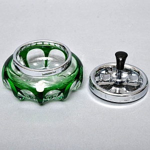 Зелёная Хрустальная Пепельница с механизмом «ЮЛА», NACHTMANN Германия, конец 60-х гг. 