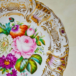 Антикварное Коллекционное Фарфоровое Блюдо - Тарелка «Садовый букет», Rosenthal Германия, 1891 - 1906 годы.