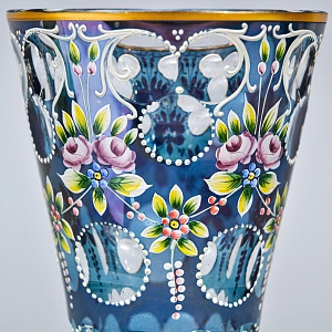 Редкая!!! Коллекционная Ваза - Карандашница, Цветочная Эмалевая роспись, Хрусталь Witti,  Германия 60-е гг.