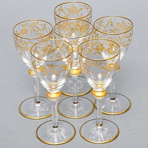 Редкость! Хрустальные Рюмки серии «Золотой Фазан», JOSEPHINENHUTTE, Германия -50 гг.