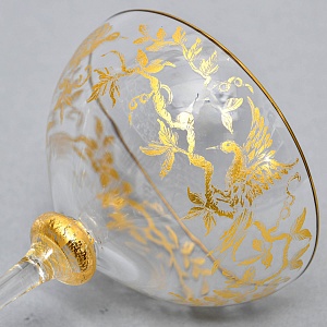 Хрустальные Фужеры для Шампанского - Креманки серия «Золотой Фазан», JOSEPHINENHUTTE, Германия -50 гг. 