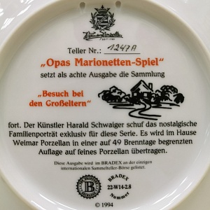 Коллекционная Тарелка «Кукольный театр» Фарфор, Weimar Porzellan Германия -1994 год.