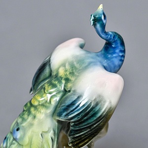 Коллекционная Фарфоровая статуэтка «Птица. Павлин на ветке», Kaiser Германия, середина ХХ века. 