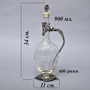 Роскошный Старинный Хрустальный Графин - Декантер в стиле Модерн, Франция первая половина ХХ века.