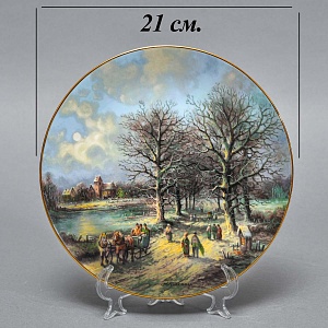 Коллекционная Фарфоровая тарелка «Деревенская дорога», Tirschenreuth Германия - 1988 год. 