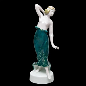 Редкость! Антикварная Фарфоровая Статуэтка «Танцовщица в зеленой юбке», ROSENTHAL Германия - 1918 год.