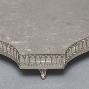 Большой Прямоугольный Сервировочный Металлический Поднос, Silverplate, SHEFFIELD Англия начало ХХ века.