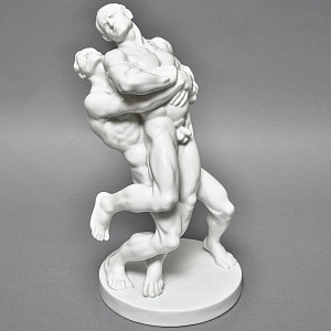 Редкость! Большая Фарфоровая статуэтка «Cпортсмены. БОРЦЫ», HEREND Венгрия, середина ХХ века.