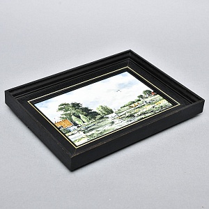 Фарфоровый Пласт - Картина - Панно «Сельский пейзаж. Заливной Луг», Royal Delft Голландия 50 гг.