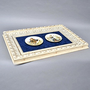 Картина - Панно из Двух Антикварных Тарелок «Кавалер и Дама», Фаянс Бельгия начало ХХ века.