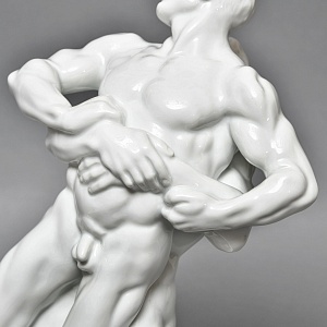 Редкость! Большая Фарфоровая статуэтка «Cпортсмены. БОРЦЫ», HEREND Венгрия, середина ХХ века.