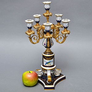 Редкость! Большой Фарфоровый Канделябр - Подсвечник на 6-ть свечей, Giulia Mangani Италия, середина ХХ века. 