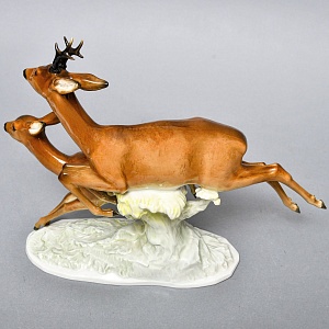 Коллекционная Фарфоровая статуэтка «Охота. Бегущие косули», Hutschenreuther Германия.
