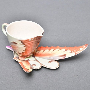 Авторский Фарфоровый Чайный сервиз «Бабочки и стрекозы» на 4 персоны, Franz Collection Тайвань.