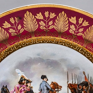 Коллекционная Фарфоровая тарелка - блюдо «Наполеон в битве при Йене», Porcelaine de Paris Франция.